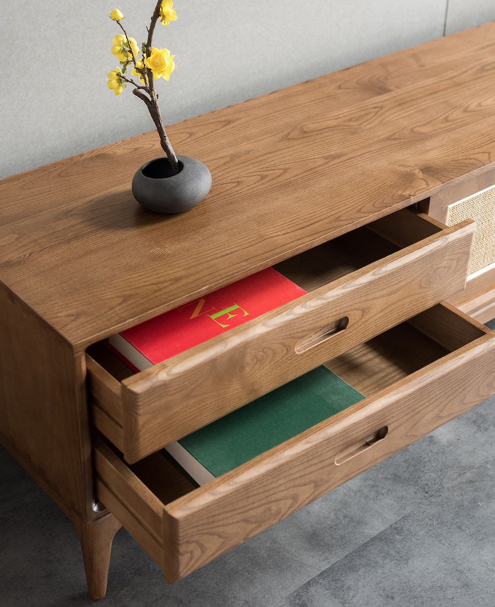 TV Console PEAK with open drawers for storage in living room
