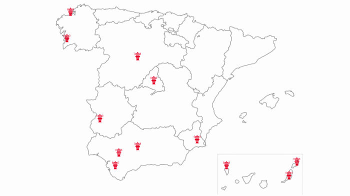 Torres de control liberalizadas gestionadas por SAERCO en España.
