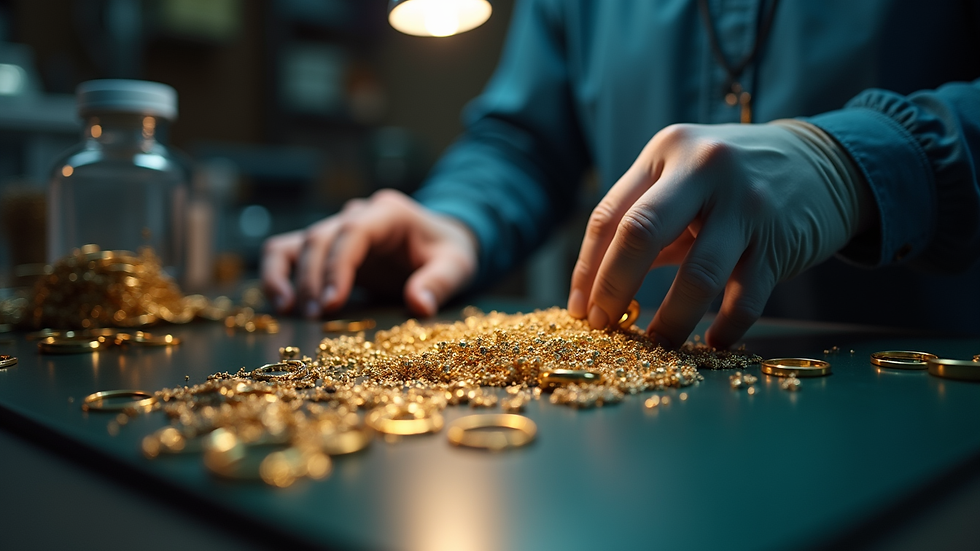 Eye-level view of a jeweler testing gold with an electronic tester