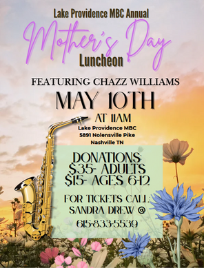 Chazz Williams performs at Lake Providence MBC's Annual Mother's Day Luncheon