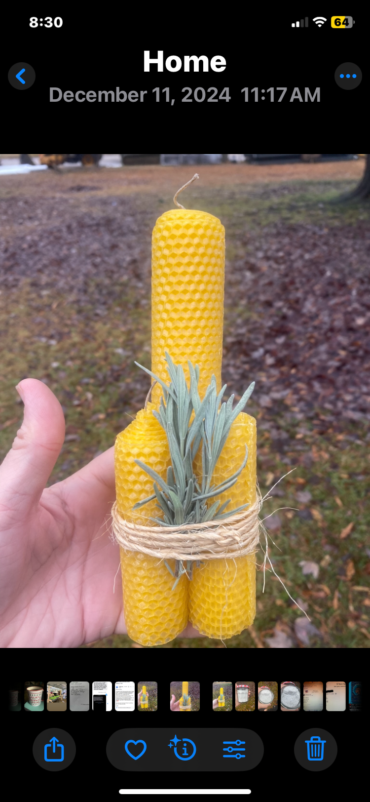 Handrolled beeswax candles
