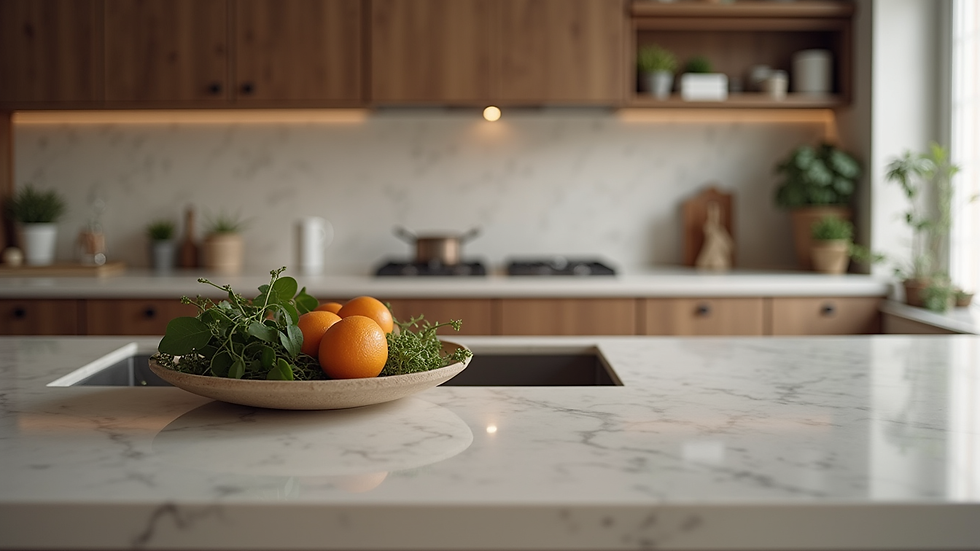 Close-up view of a luxury kitchen interior with modern design elements