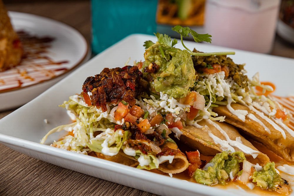 Tacos and traditional Mexican dishes in a cantina setting