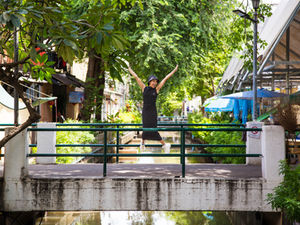 Shaded footbridge in a green Bangkok park on a Walk-Talk-Photo photo walk