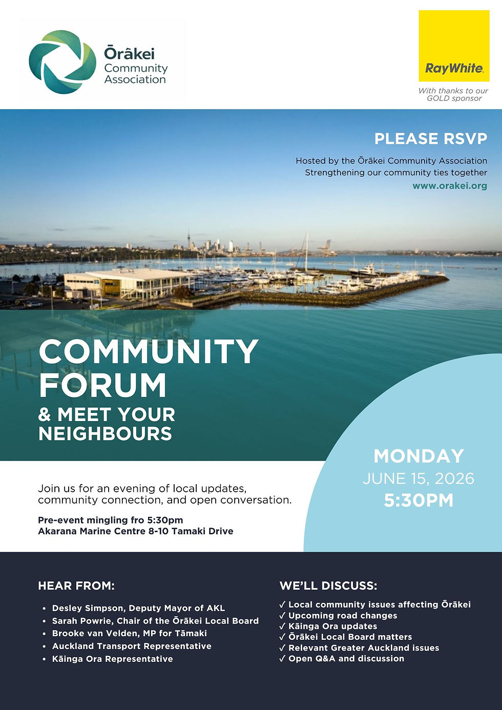 Community forum flyer Orakei