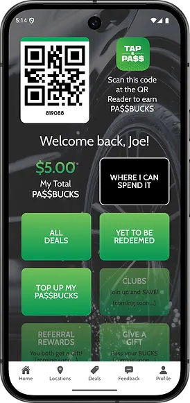 Tap & Pass app homescreen