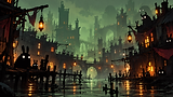 Città gotica nella nebbia verde.png