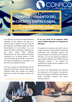 COMPORTAMIENTO DEL CRÉDITO EMPRESARIAL 1T / 2019