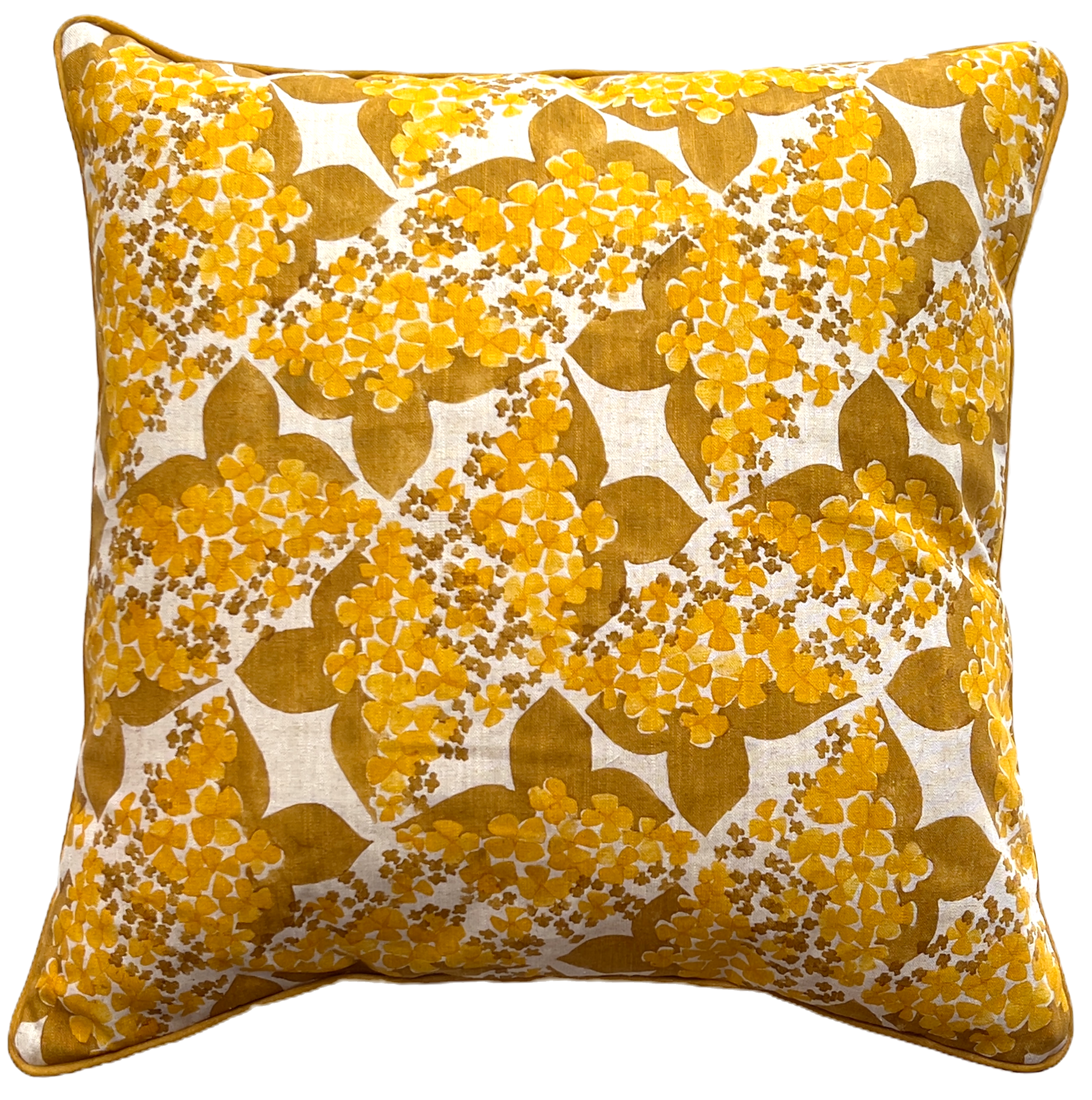 hydrangea cushion sleeve, ochre