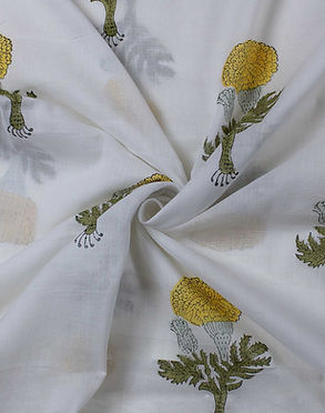 floral jaipuri block printed cotton fabric