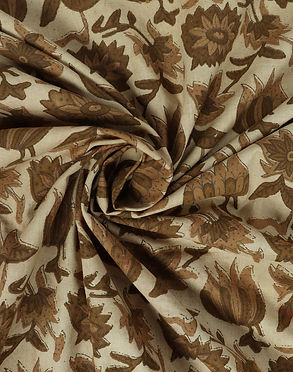 brown beige dabu block print cotton fabric