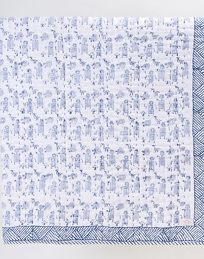 Block Print Cotton kantha baby quilt