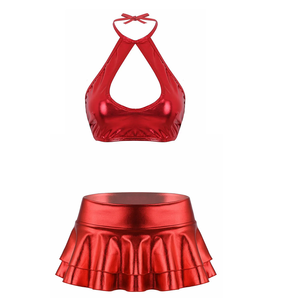 Thumbnail: Womens Metallic Faux Leather Cheerleading Uniform Costume CheerDancewear Strappy