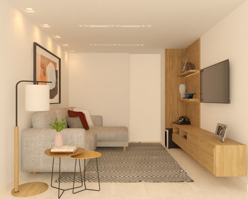 Projeto de arquitetura, reforma de apartamento em Belo Horizonte. Projeto de marcenaria planejada em apartamento com ambientes integrados.