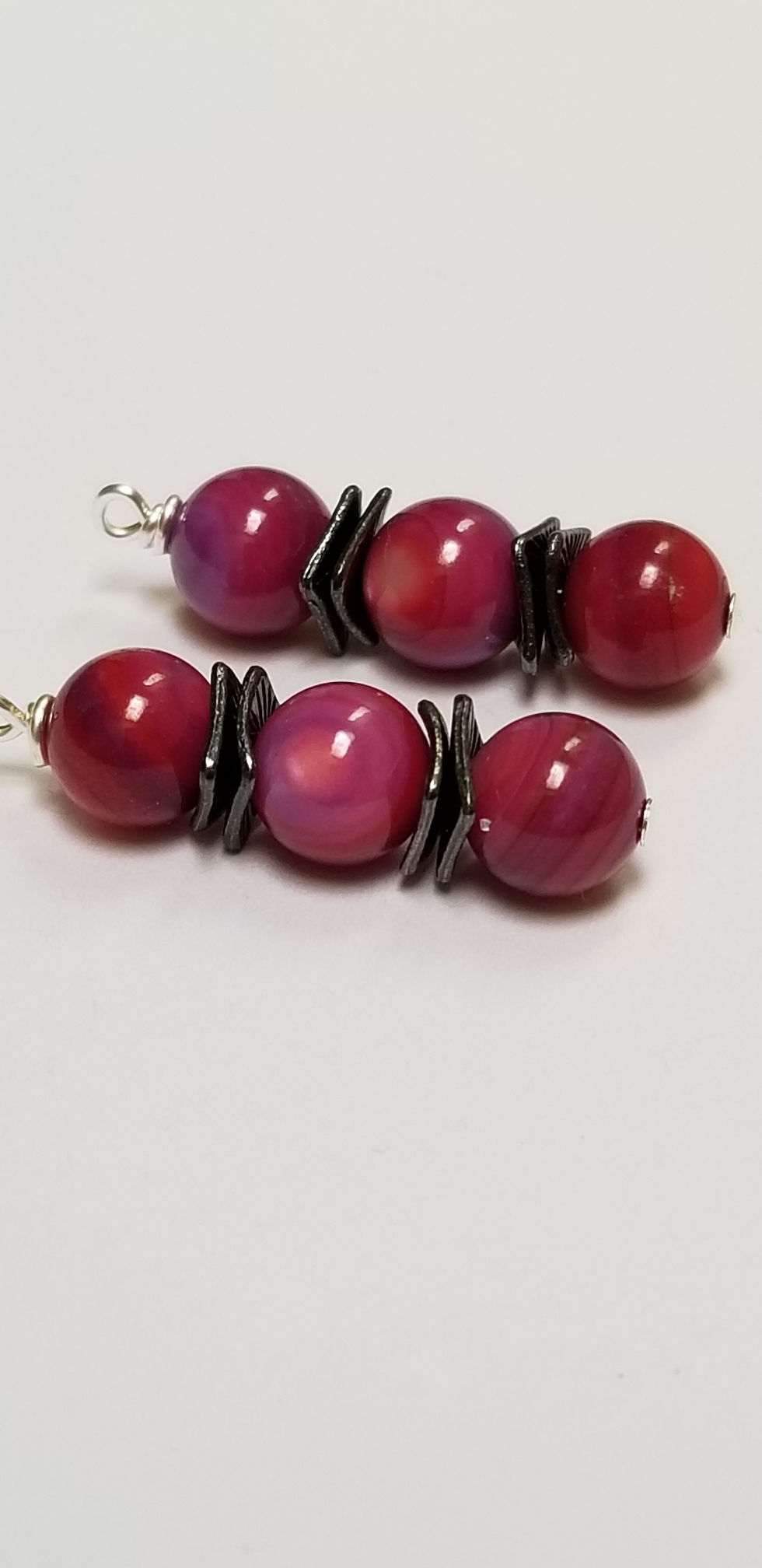 Thumbnail: Magenta Shell Beads Beaded Earrings Nickel-Free Elemental Jewelry