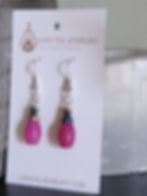 Thumbnail: Pink Jadeite Hematite Semi-Precious Beaded Earrings Petite Dangle S925