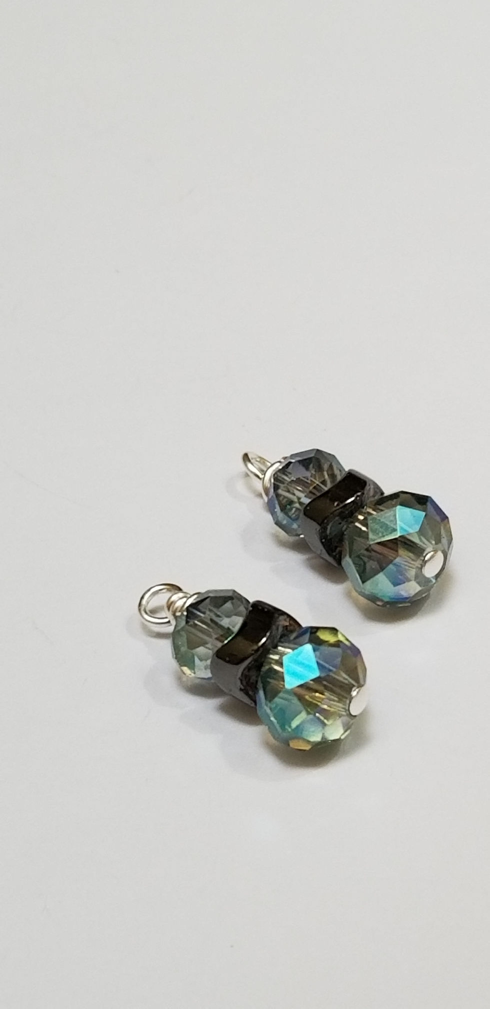Thumbnail: Sparkly Aura Crystals with Hematite Beaded Earrings Aries Scorpio Aquarius