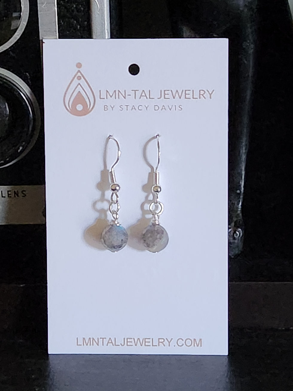 Thumbnail: Semi Precious Labradorite Free Stone Beaded Earrings Powerful Elemental Jewelry