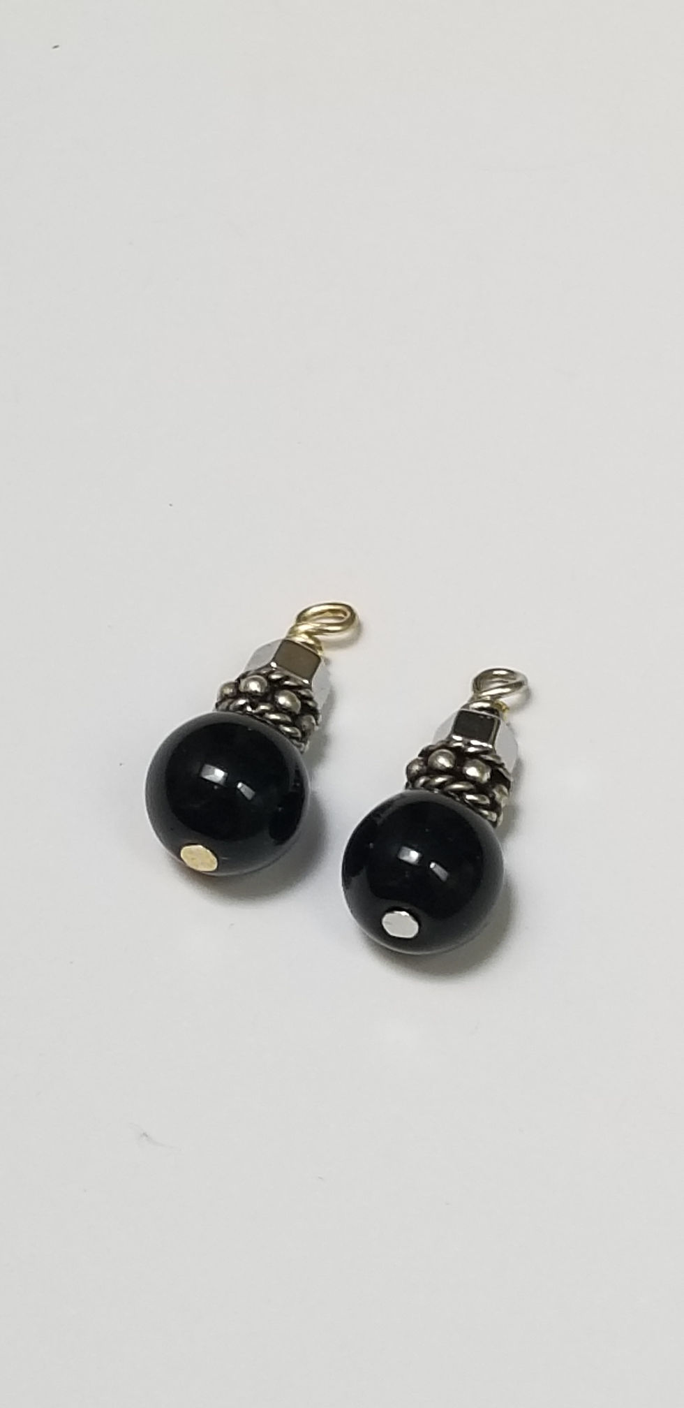 Thumbnail: Semi-Precious Onyx Hematite Beaded Earrings Elemental Jewelry Protective Amulet