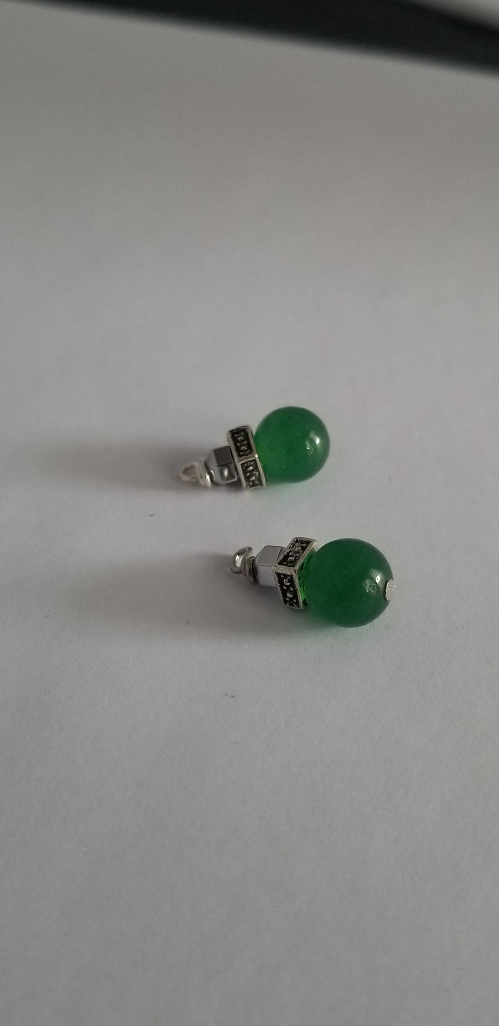 Thumbnail: Semi-Precious Green Aventurine Hematite Beaded Earrings Elemental Jewelry