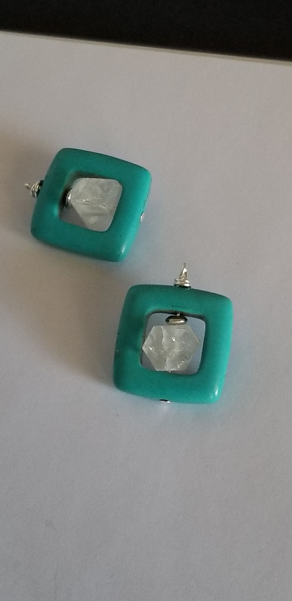 Thumbnail: Semi-Precious Rock Quartz and Howlite Beaded Energy Elemental Jewelry Earrings