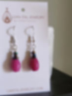 Thumbnail: Pink Jadeite Hematite Semi-Precious Beaded Earrings Petite Dangle S925