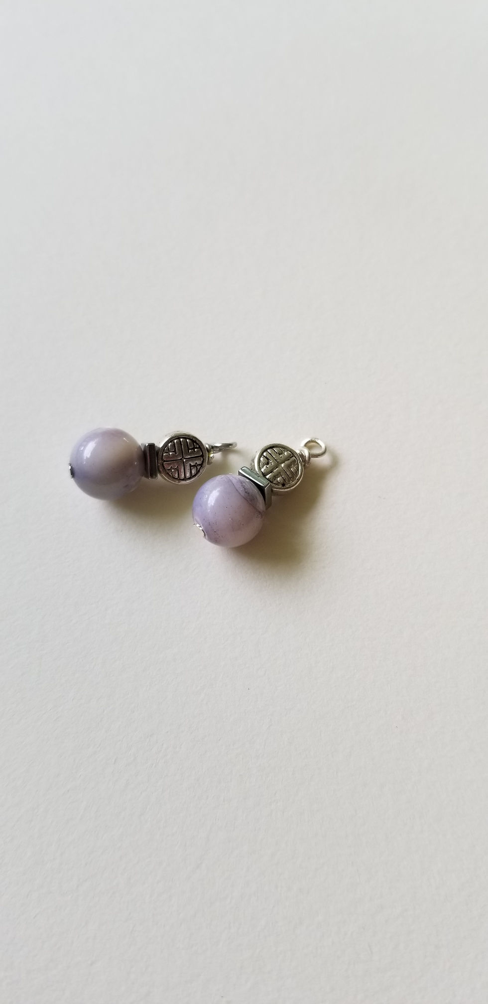 Thumbnail: Grey Shell and Silver Cross w/ Hematite Mini Beaded Earrings Elemental Jewelry