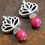 Thumbnail: Magenta Shell Beads Hematite Silver Lotus Elemental Beaded Earrings Beach