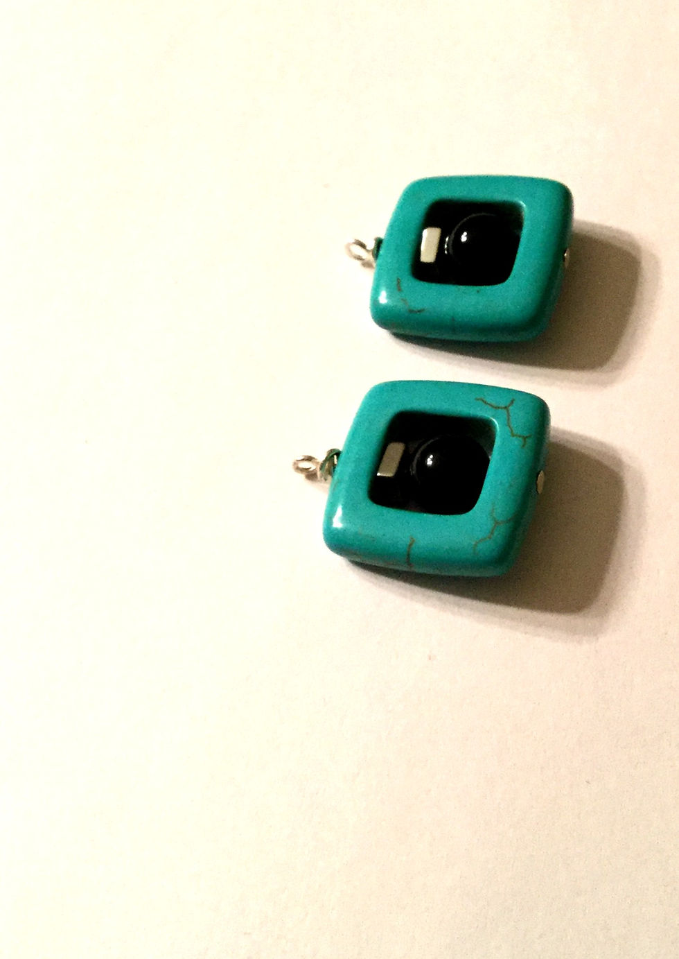 Thumbnail: Semi-Precious Howlite and Black Onyx Hematite Scorpio Elemental Earrings