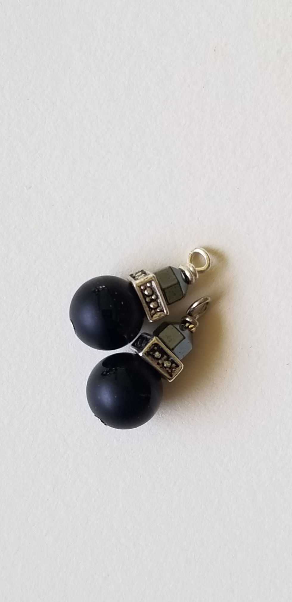 Thumbnail: Semi-Precious Black Quartz Hematite Scorpio Rockstar Beaded Earrings Elemental