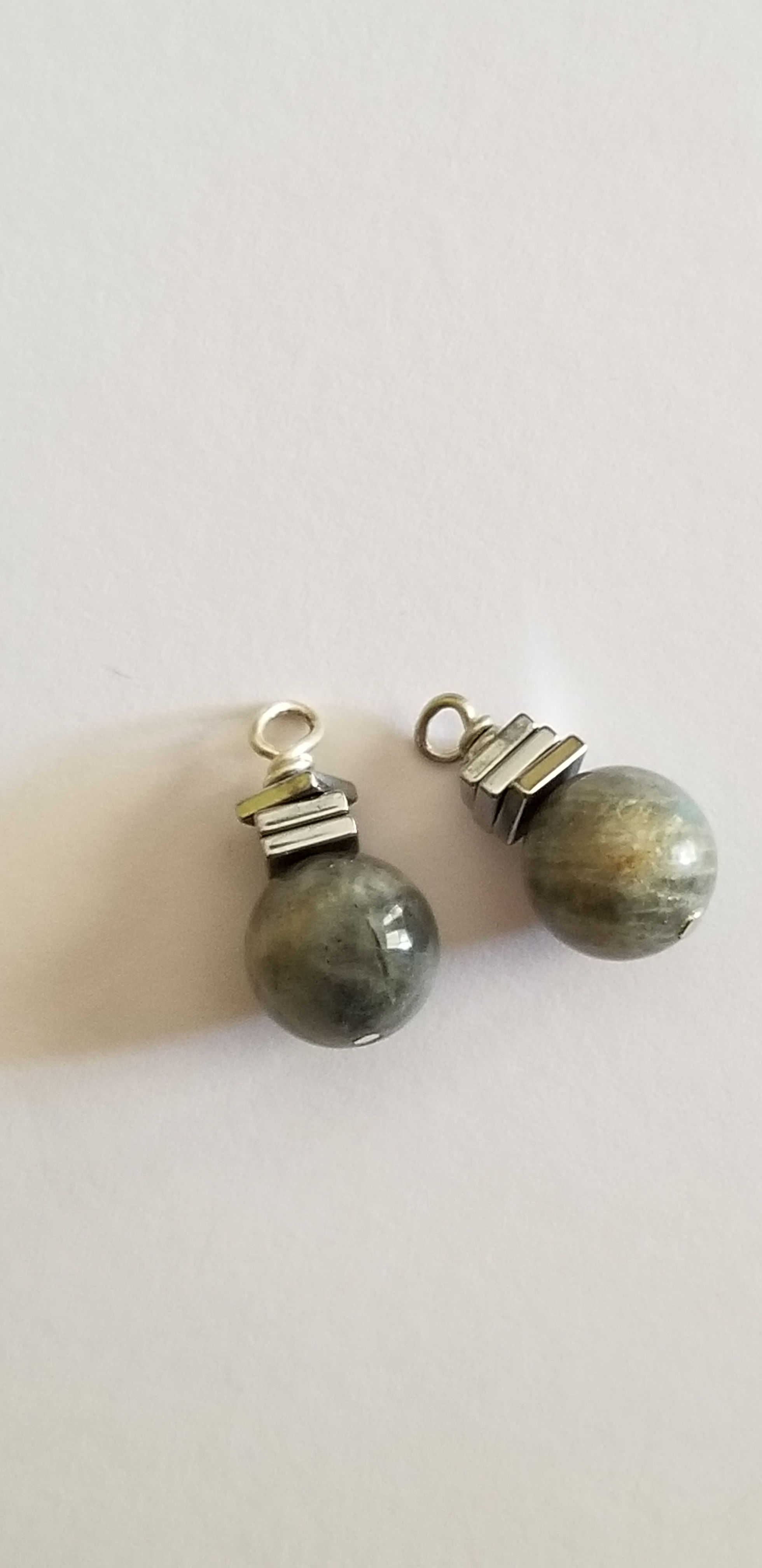 Semi-Precious Labradorite and Hematite Petite Beaded Earrings Elemental Jewelry