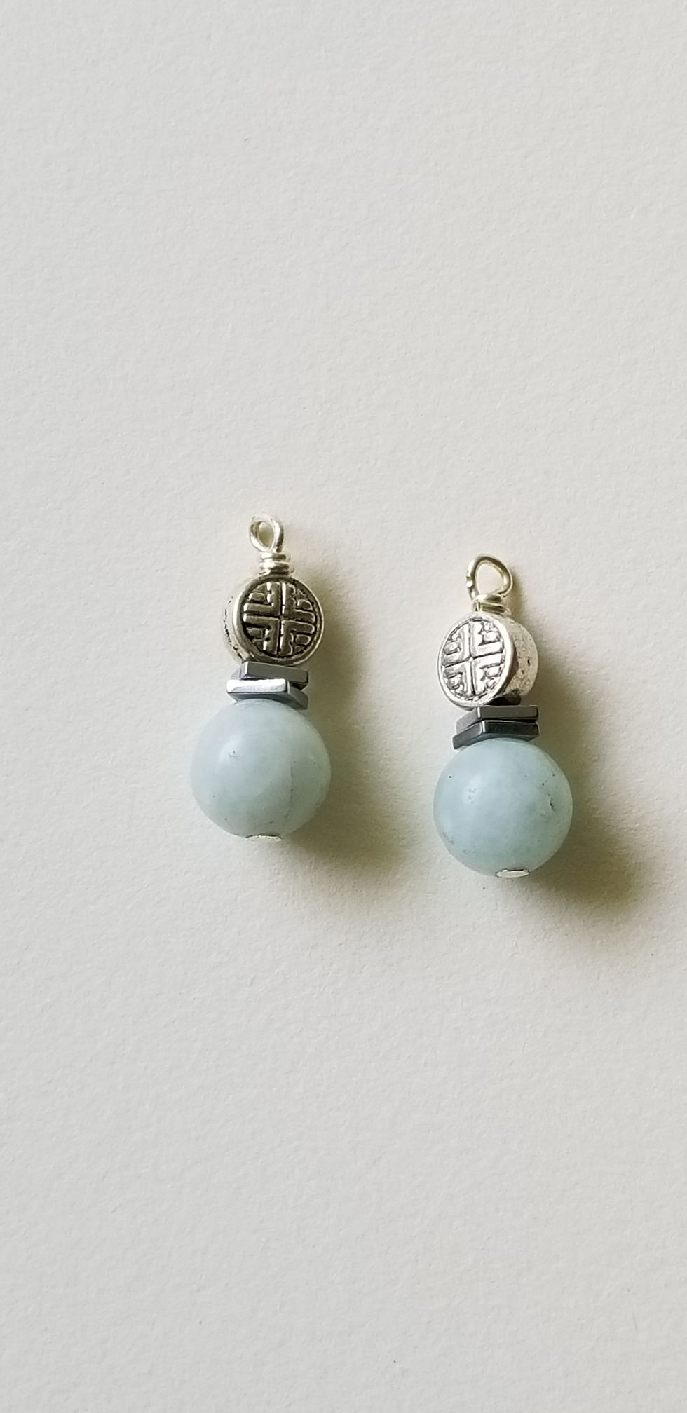 Thumbnail: Semi-Precious Amazonite and Hematite Beaded Earrings Scorpio Rockstar Elemental