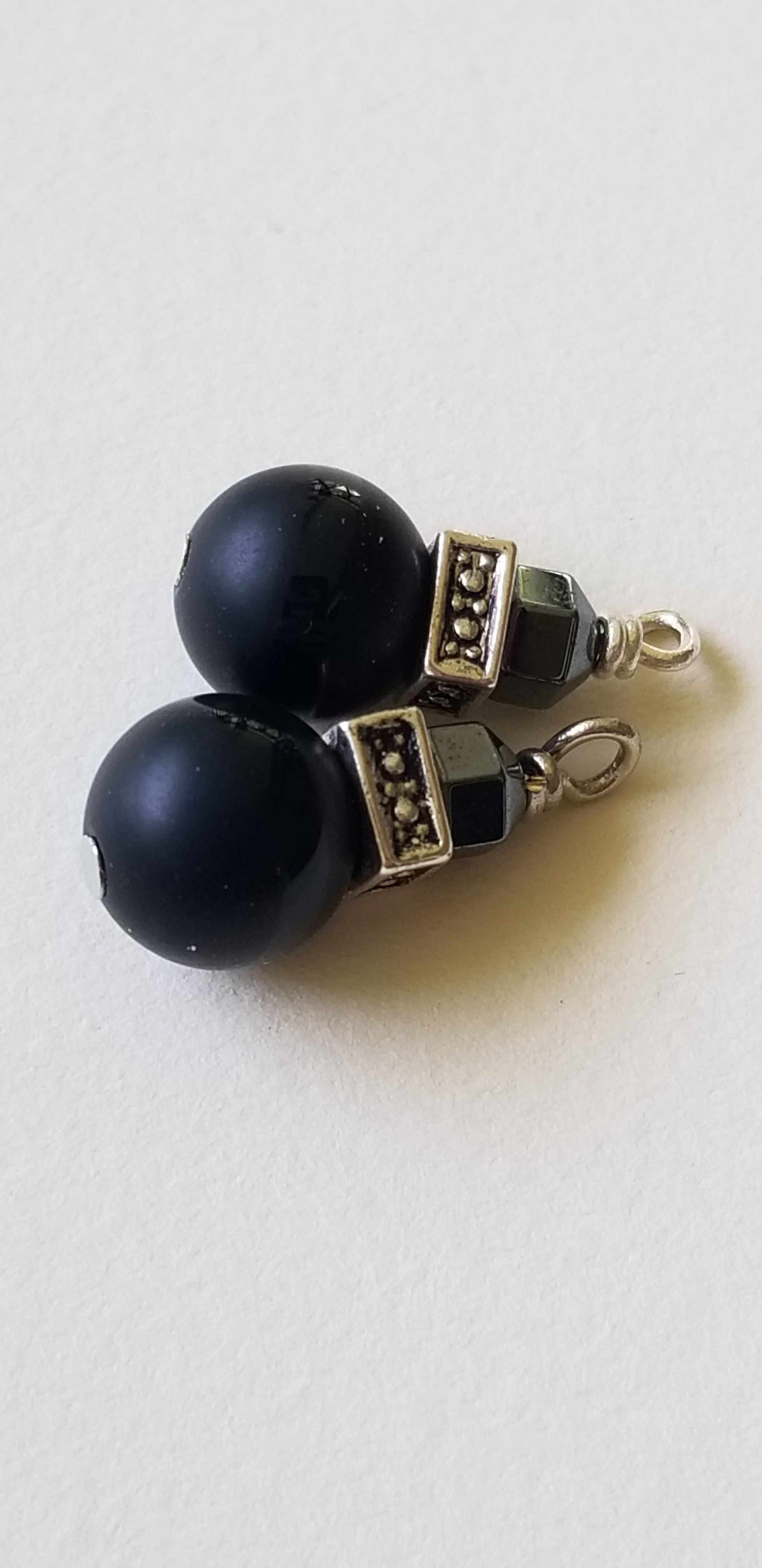 Semi-Precious Black Quartz Hematite Scorpio Rockstar Beaded Earrings Elemental