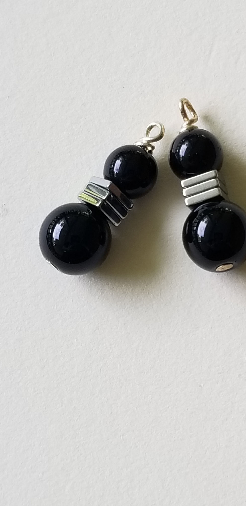 Thumbnail: Double Black Onyx and Hematite Beaded Earrings Elemental Jewelry Scorpio