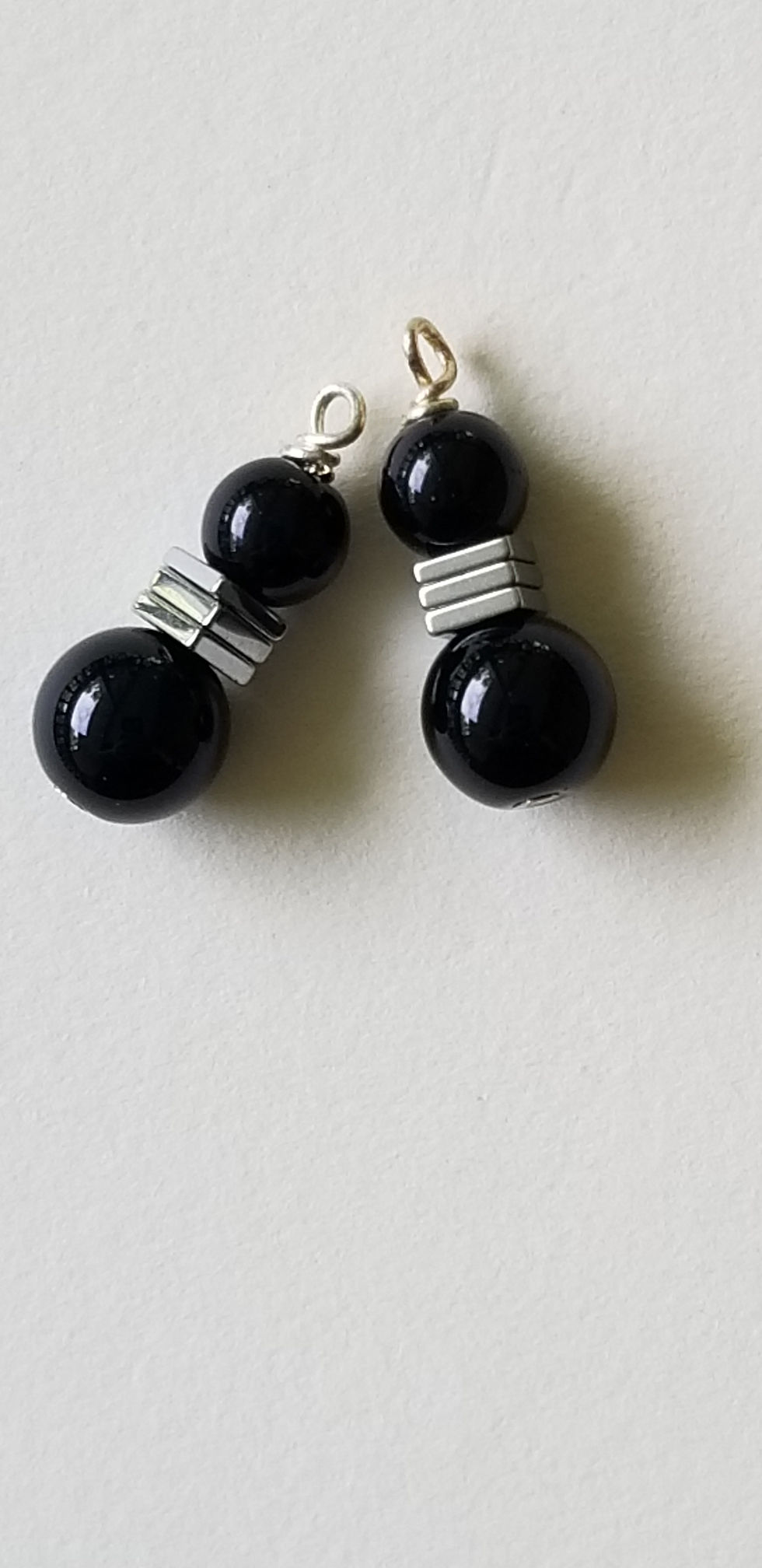 Thumbnail: Double Black Onyx and Hematite Beaded Earrings Elemental Jewelry Scorpio