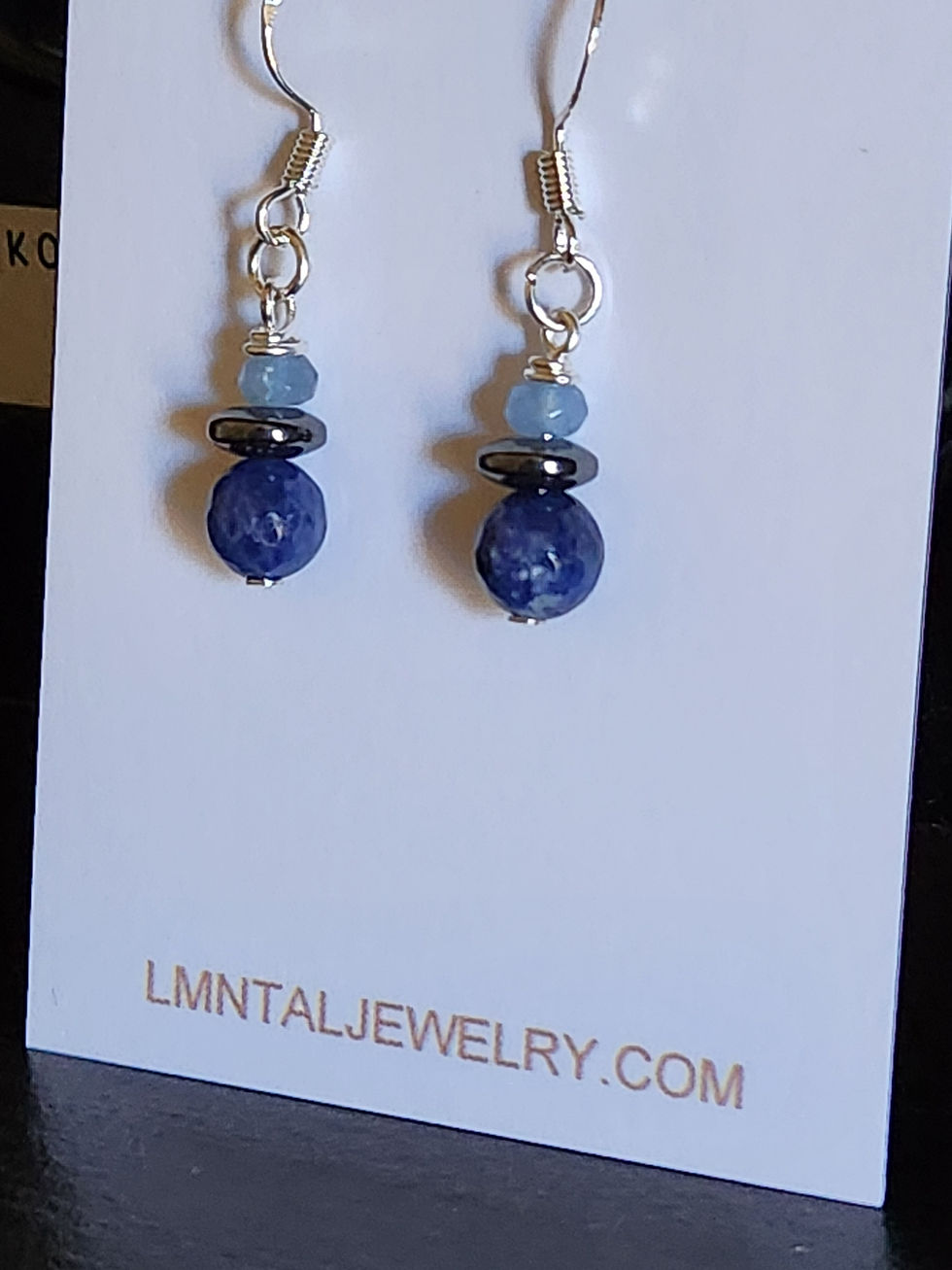 Thumbnail: Kyanite Hematite Celestite Semi-Precious Beaded Earrings Powerful Elemental