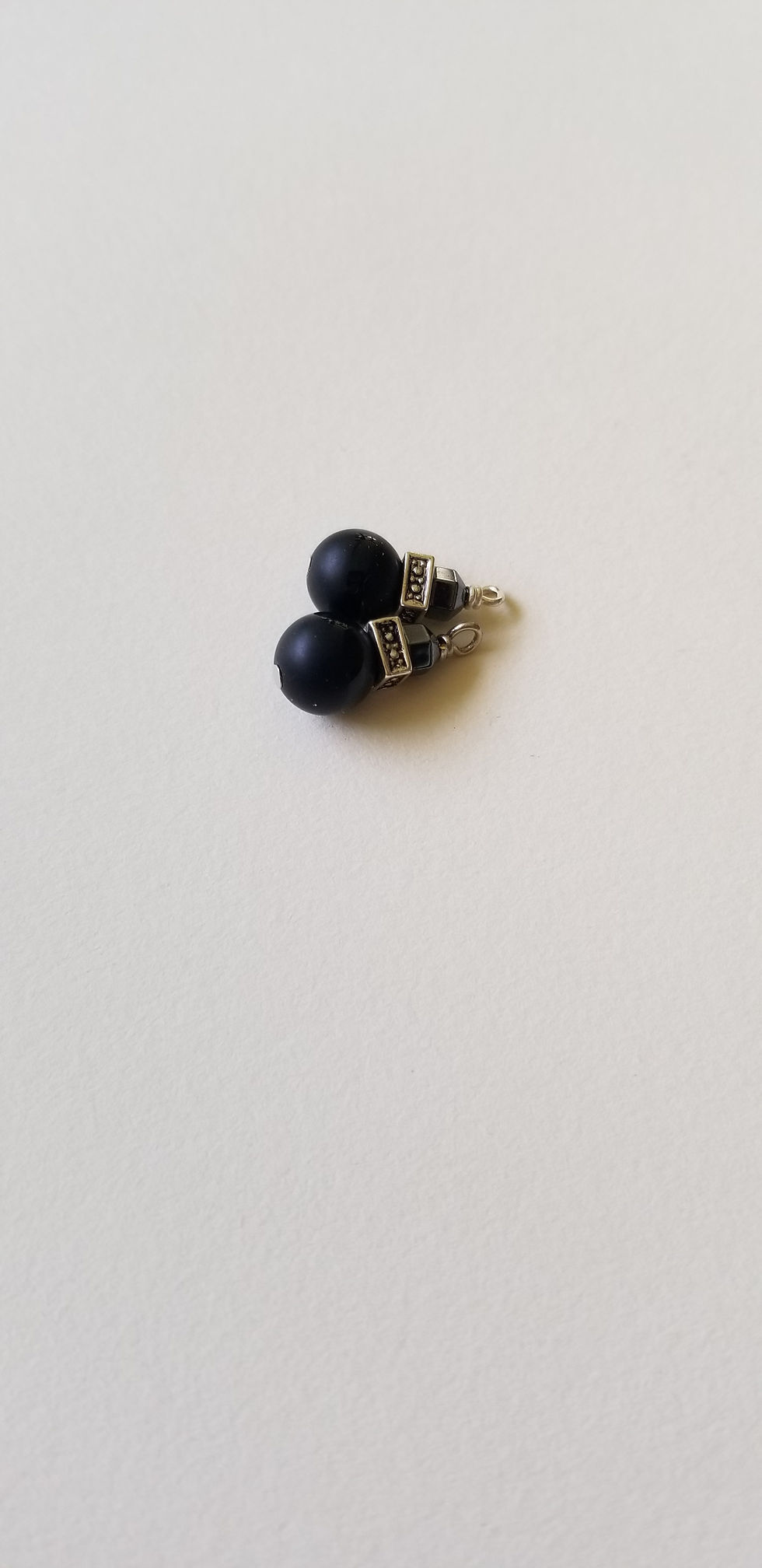 Thumbnail: Semi-Precious Black Quartz Hematite Scorpio Rockstar Beaded Earrings Elemental