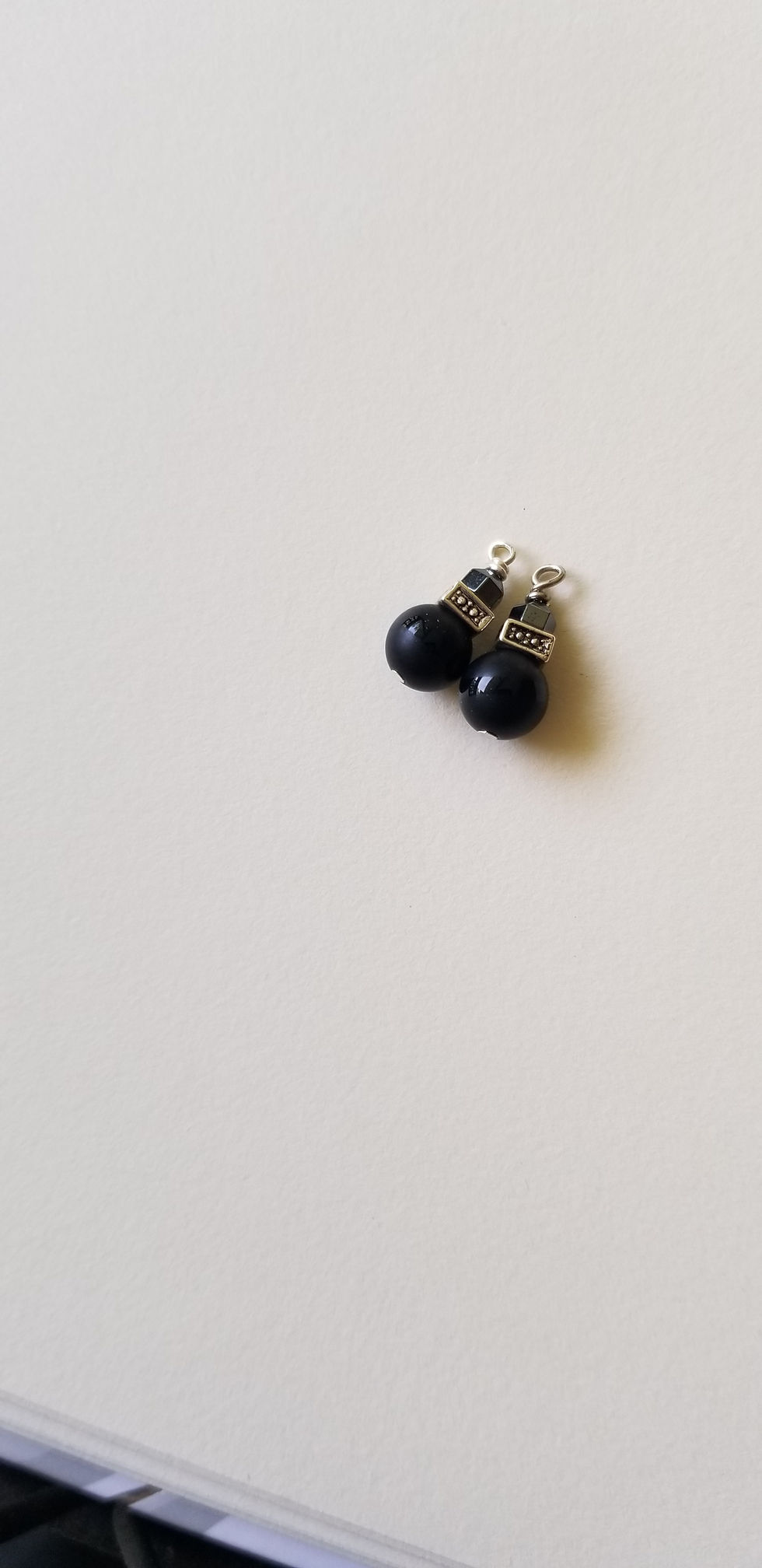 Thumbnail: Semi-Precious Black Quartz Hematite Scorpio Rockstar Beaded Earrings Elemental
