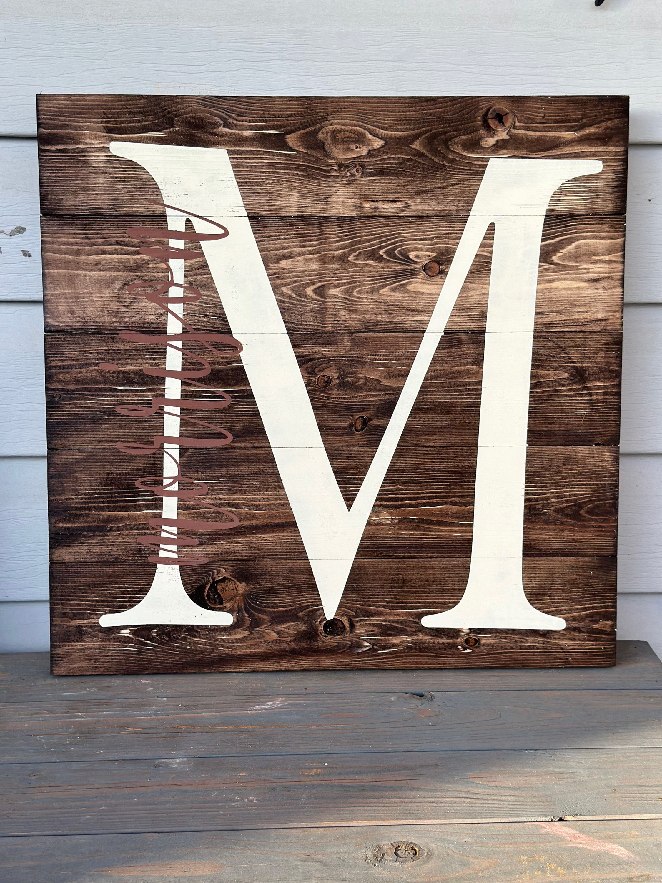 17.5” Square Large Initial Plank Sign