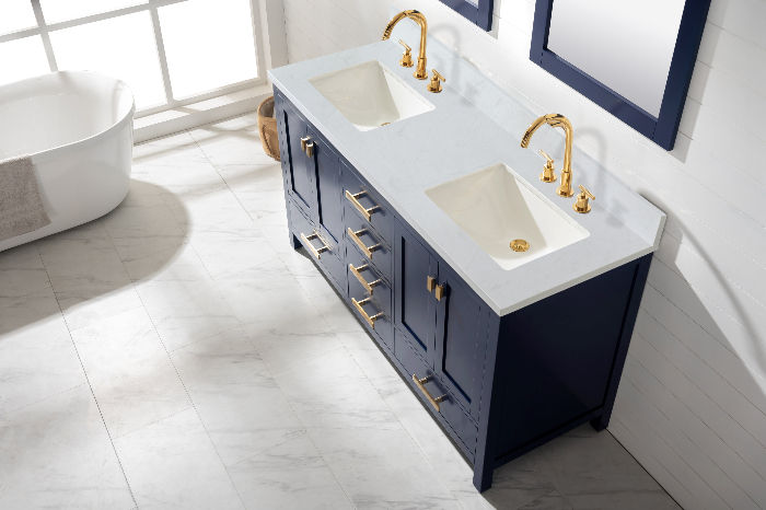 Thumbnail: Design Element Bath Kitchen Valentino 60" Double Sink Vanity w/ White