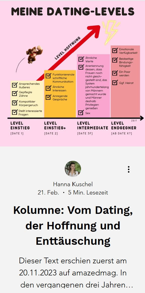 Kolumne: Vom Dating, der Hoffnung und Enttäuschung