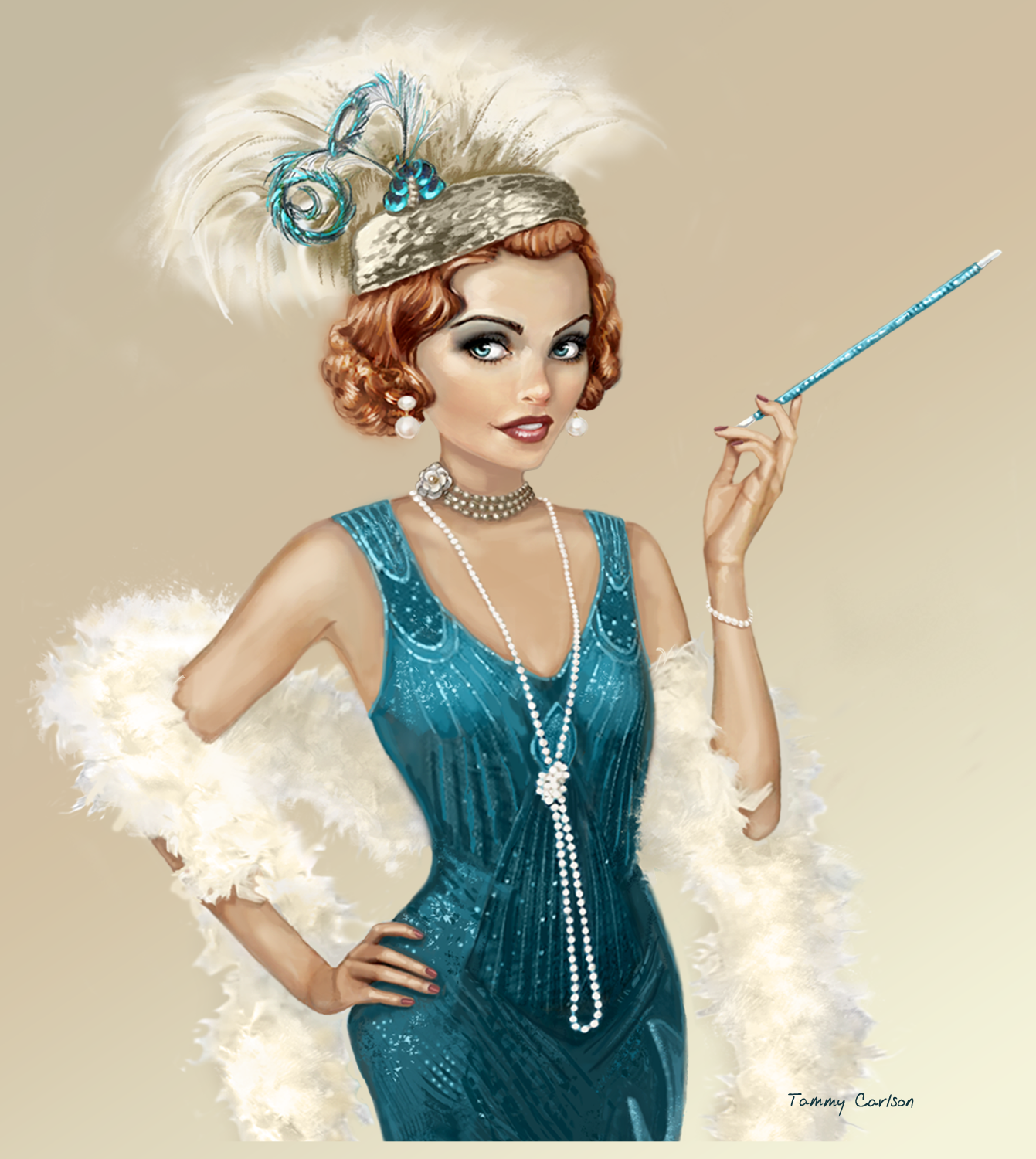 Detail of "Lady in a Teal Dress"