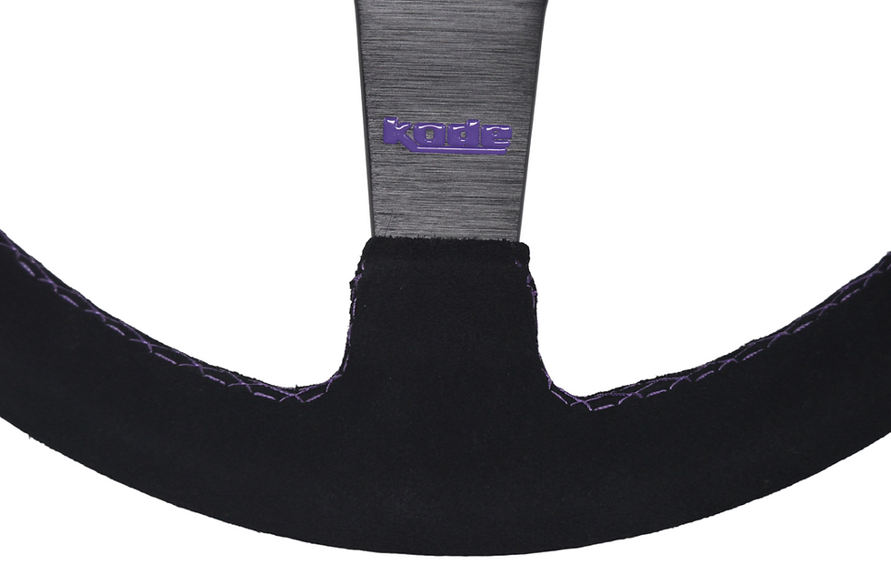 Thumbnail: Kode-330mm Suede Half Dish Steering Wheel Purple Stitch 6x70mm PCD Fit