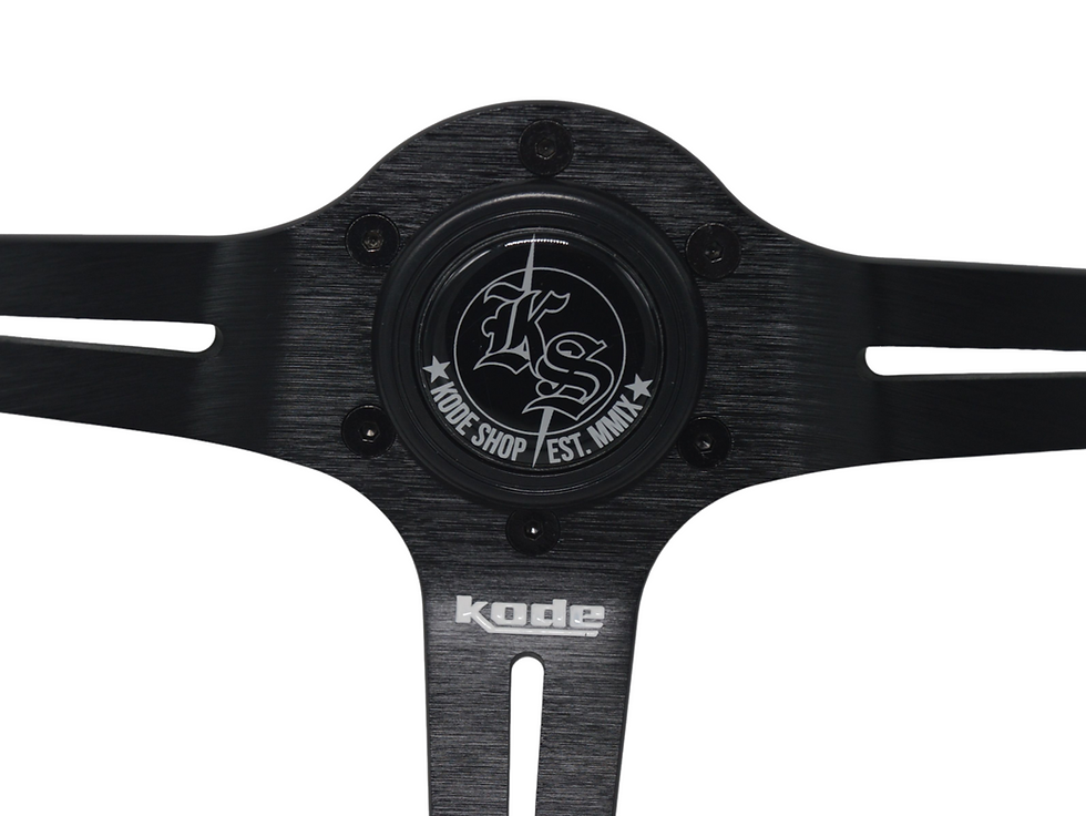 Thumbnail: Kode-350mm Suede New Deep Dish Steering Wheel White Stitch 6x70mm PCD Fits MOMO