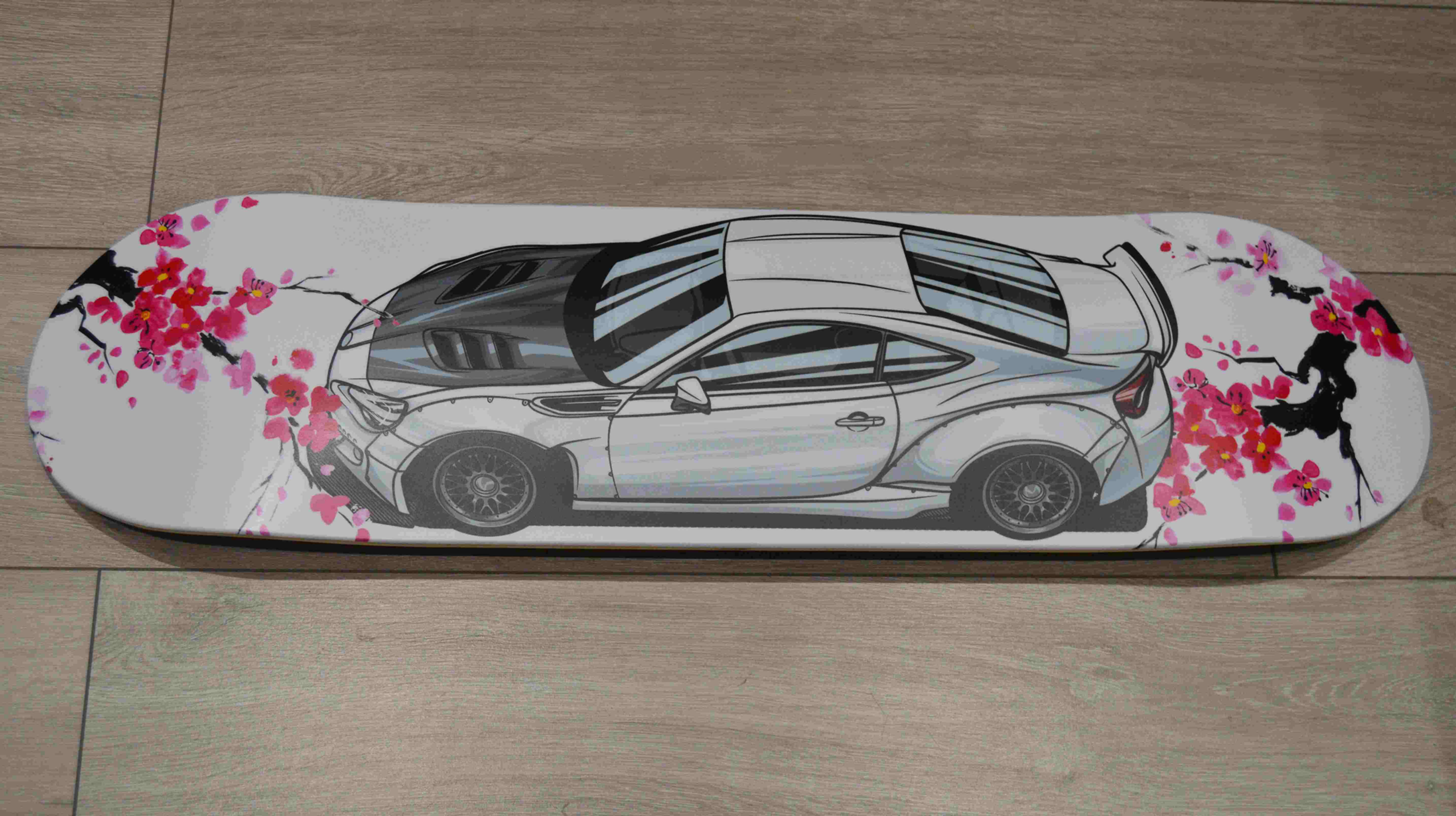 Automotive Wall Art Skate Deck-Toyota GT86 with Blossom