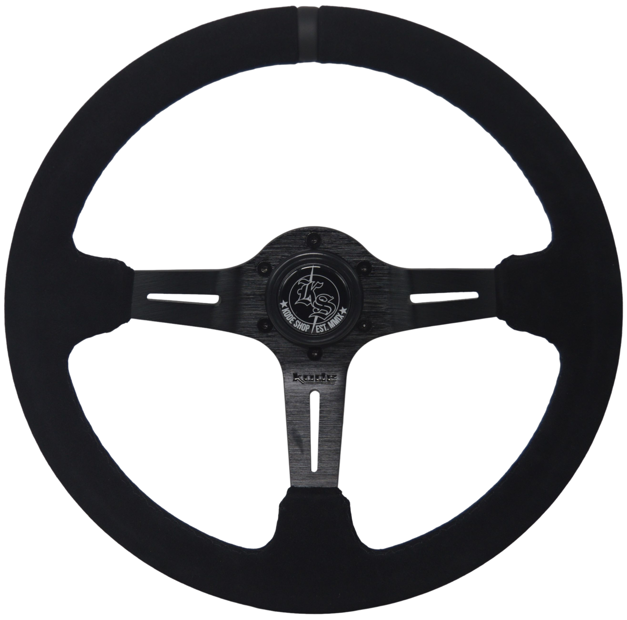 Kode-350mm Suede New Deep Dish Steering Wheel Black Stitch 6x70mm PCD F