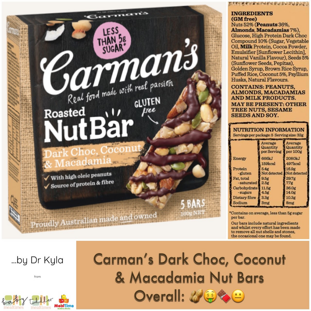 Chewsday Review Carman’s Dark Choc, Coconut & Macadamia Nut Bar