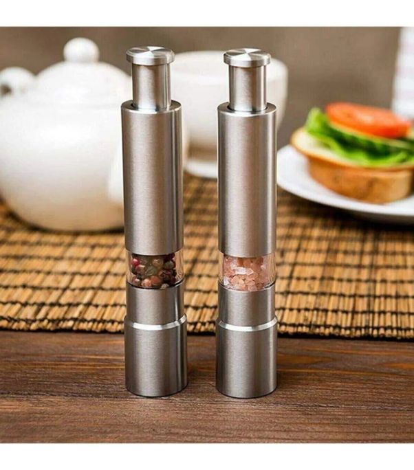 Küçük resim: Karabiber Tuz Baharat Öğütücü Otomatik Basmalı Çelik Değirmen