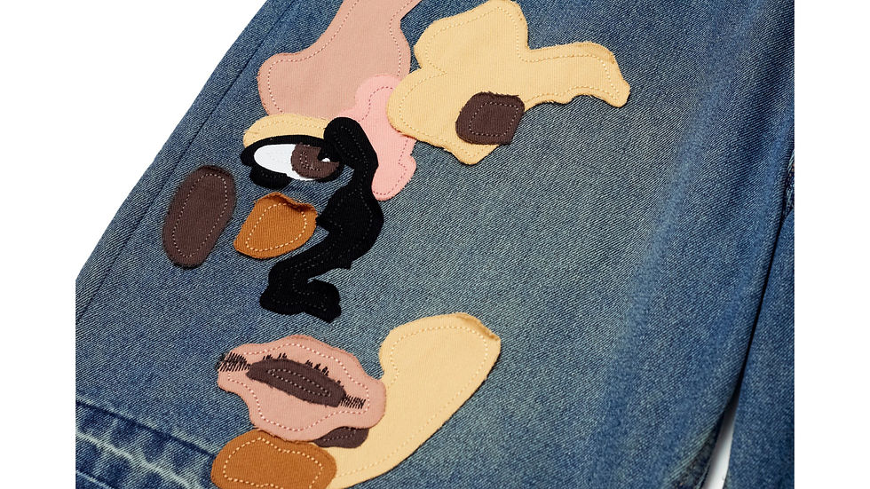 Thumbnail: KIDSUPER Face Patchwork Denim Shorts