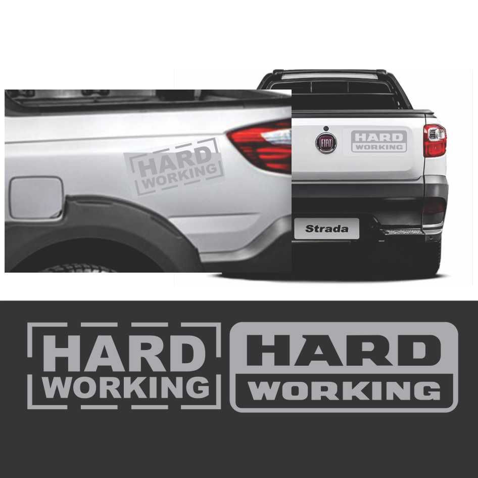 Thumbnail: 3x Unid. Adesivo Sem Fundo Fiat Strada Hard Working A097b